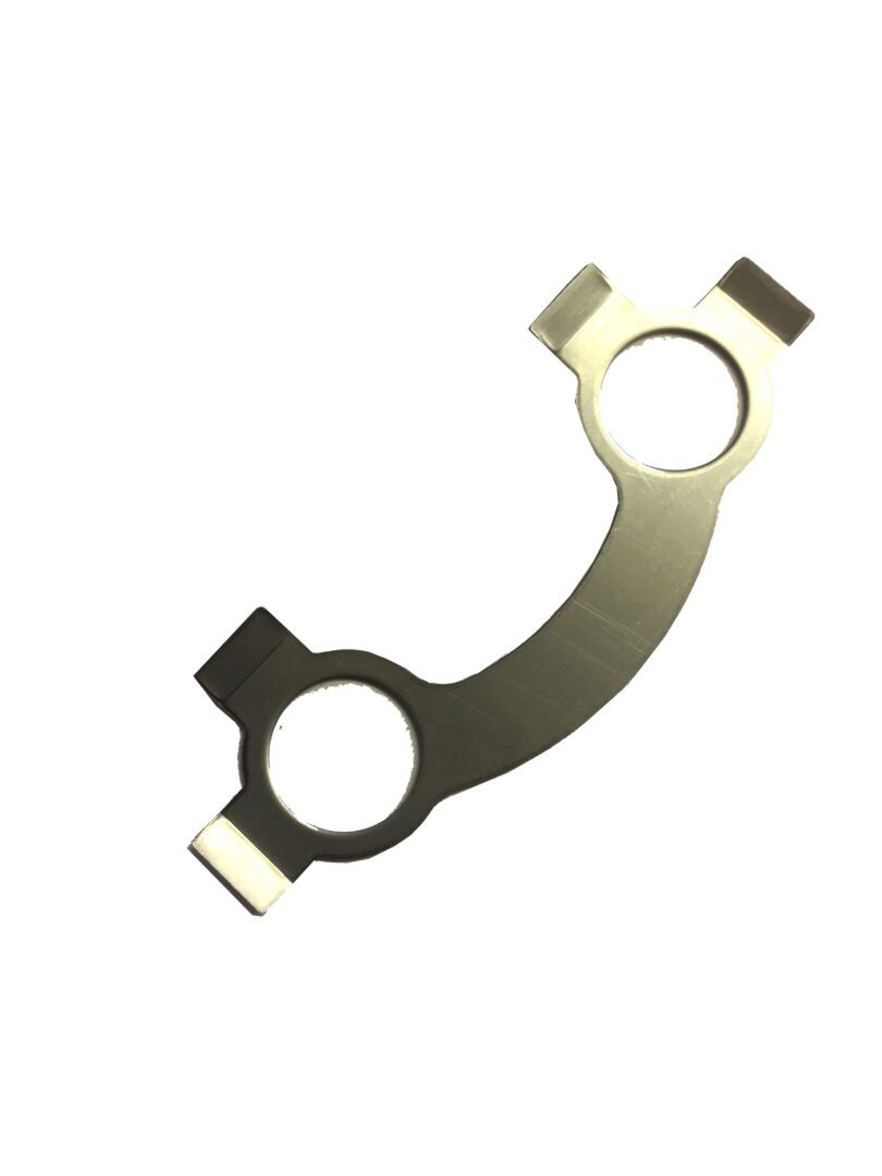 A metal piece that is bent to make it look like a wrench.