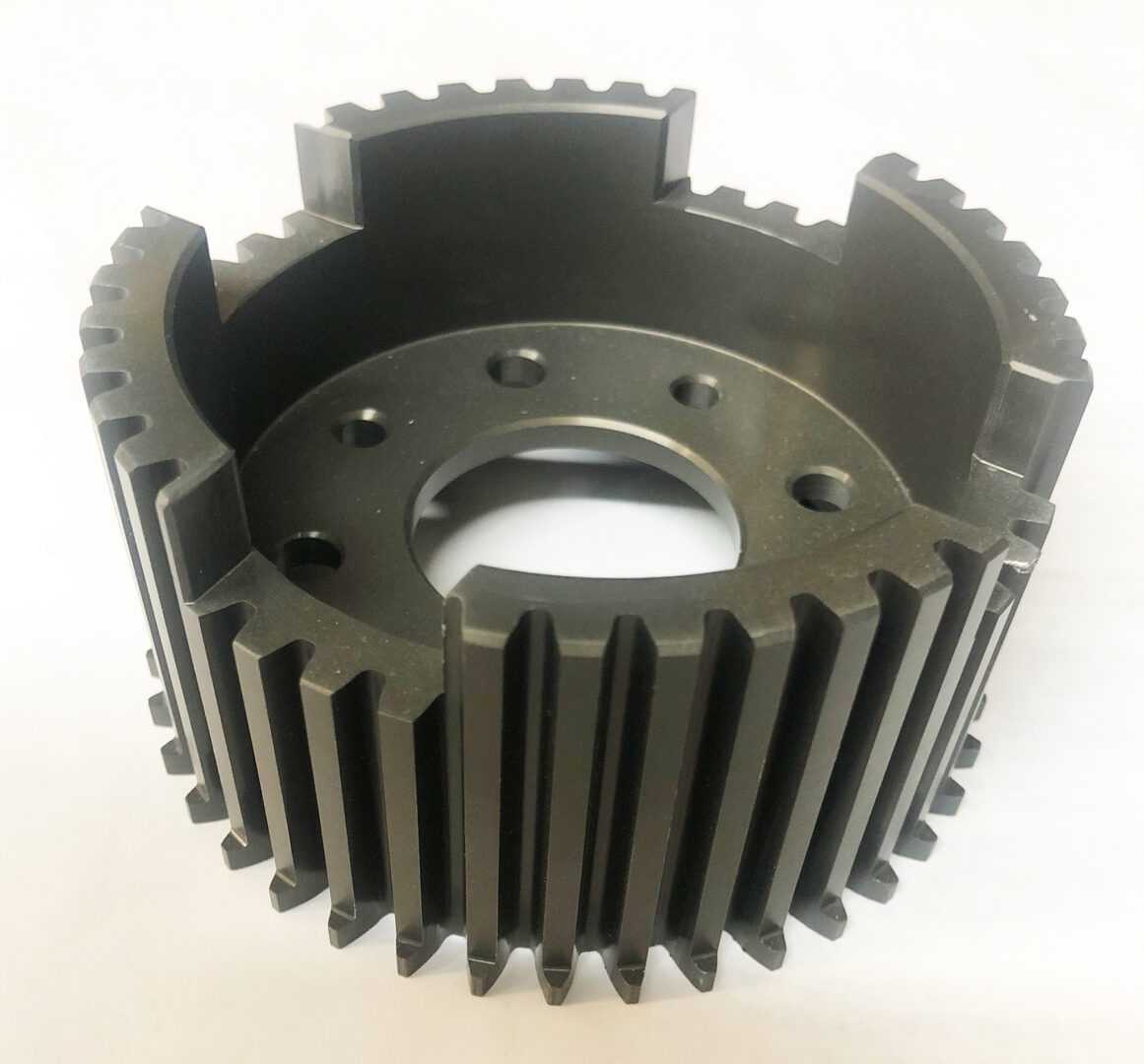 A close up of the front end of an engine