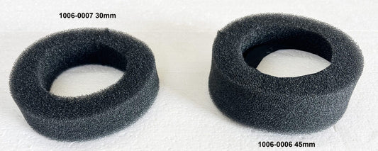A pair of foam rings are shown side by side.