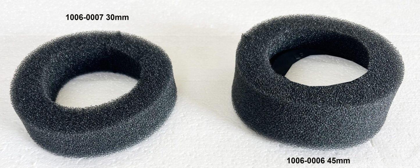 A pair of foam rings are shown side by side.