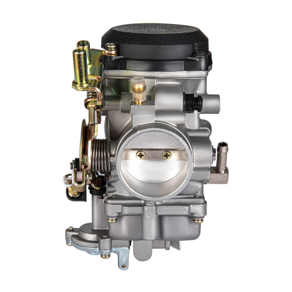 A carburetor is shown with the top of it.
