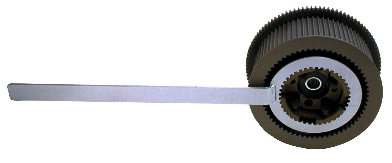 A close up of the side of a large gear