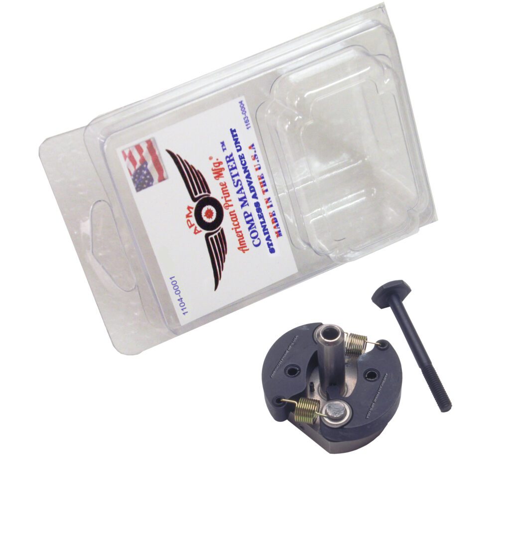 A black plastic box with a black nut and a black screw.