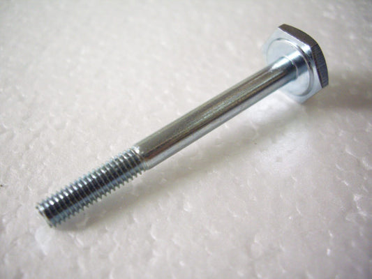 A metal bolt with a nut and screw attached to it.