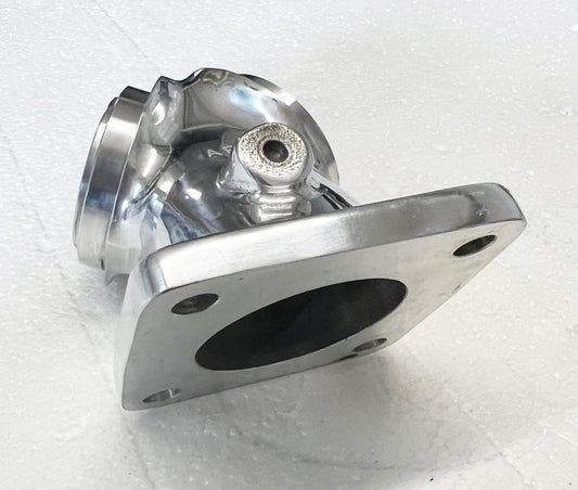 A close up of the side view of a metal part.