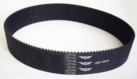 A belt with four rows of words on it.