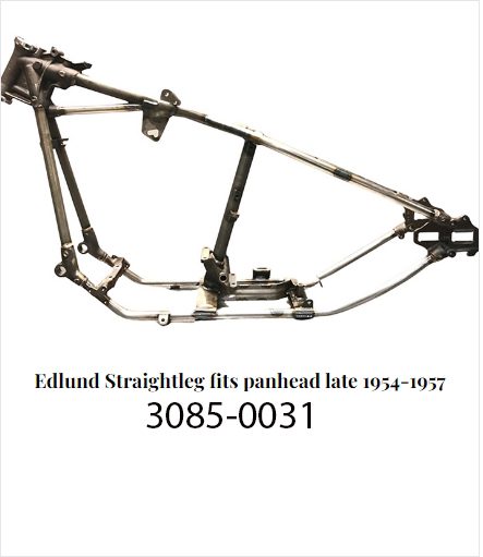 A motorcycle frame with the name of edlund straightleg.