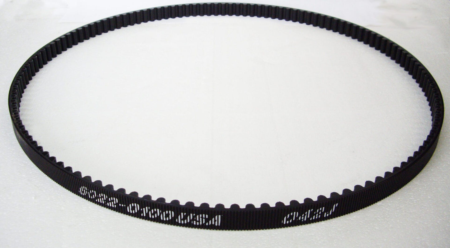 A belt that is black and has words on it.