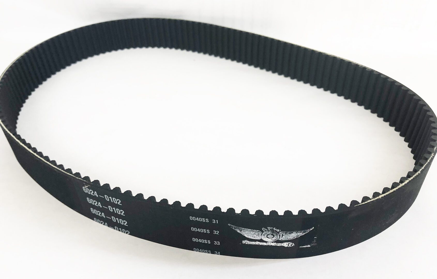 A close up of the belt on a white background