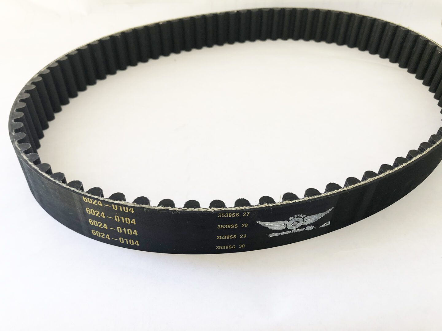 A close up of the belt on a motorcycle