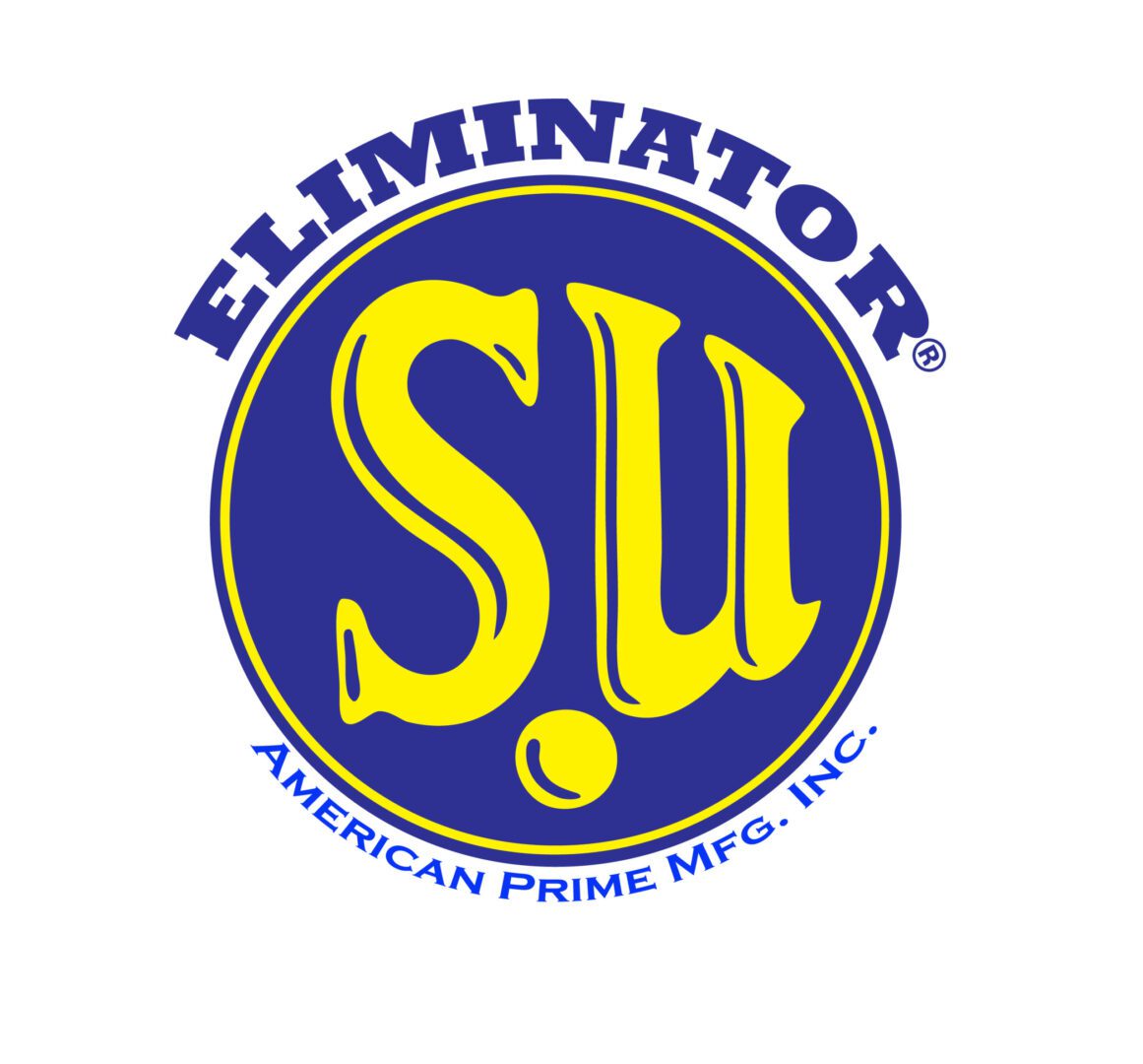 A blue and yellow logo for eliminator